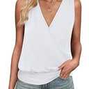ANRABESS Womens V Neck Tank Tops Wrap Banded Hem Shirts Sleeveless Ruched Going Out Blouse 2026 Summer Fashion Clothing White XX-Large