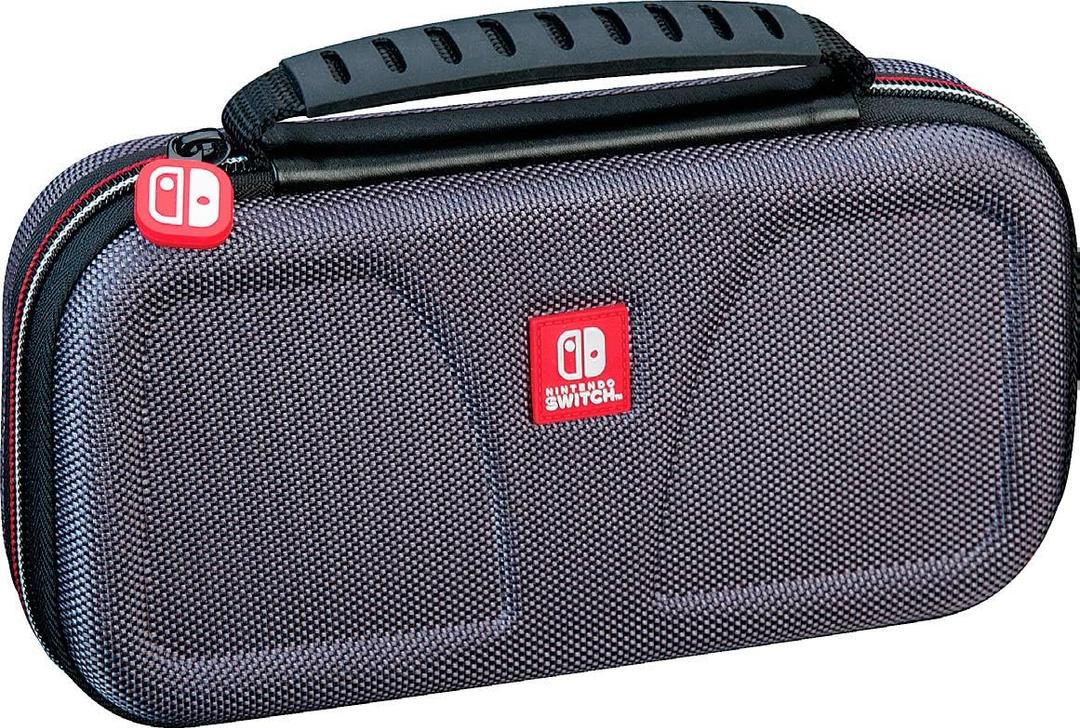 Game Traveler RDS  Officially Licensed Nintendo Switch Lite Case - Hard Shell, Adjustable Viewing Stand, Bonus Game Case & Deluxe Carry Handle - Gray