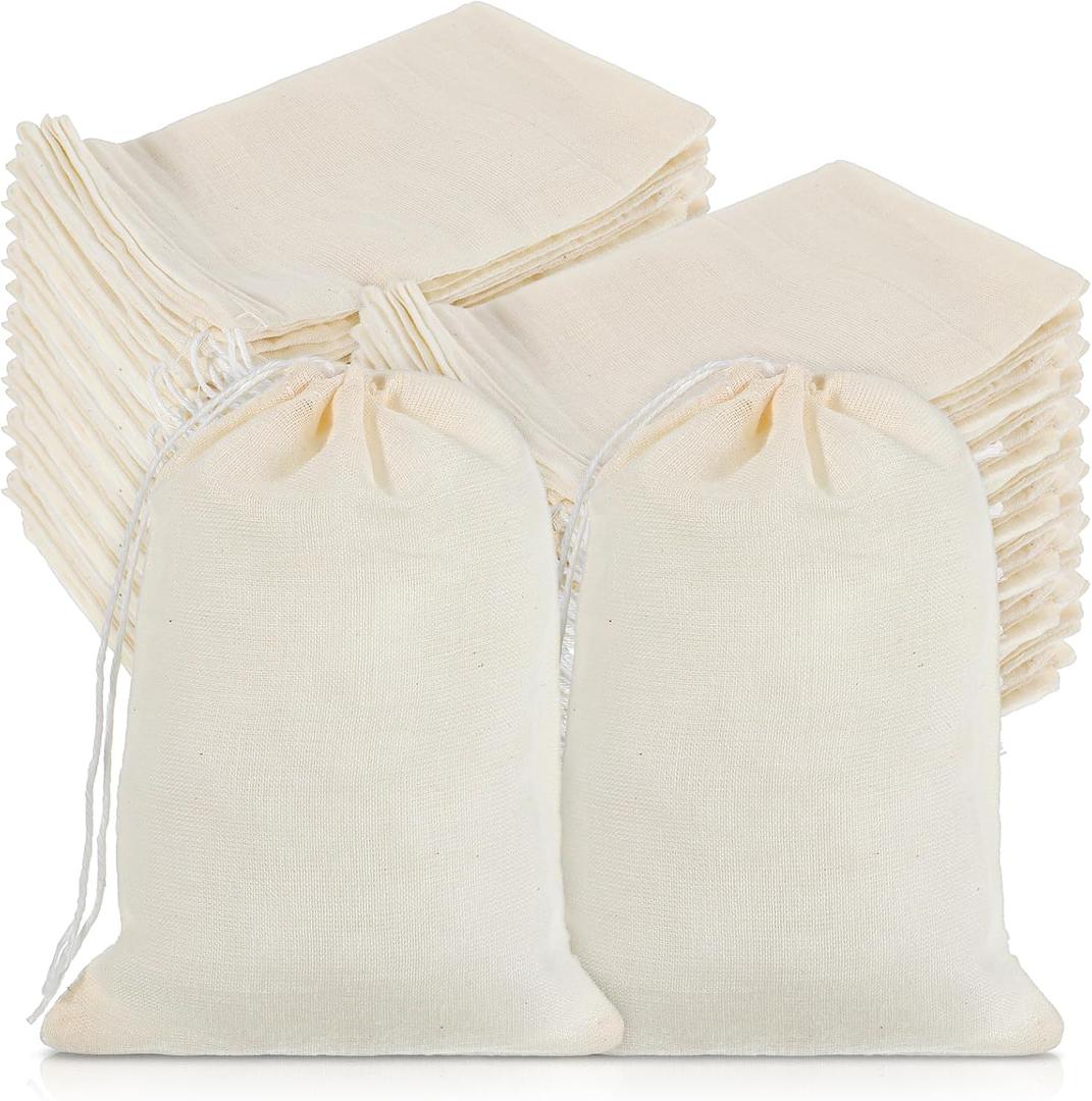 Dimeho 200 Pack Muslin Bags Cotton Drawstring Bags 4 x 3 Inches Canvas Linen Bag Reusable Sachet Bag Multipurpose Empty Gift Pouch for Tea Jewelry Wedding Party Home Supplies Favors Storage, 1 Count