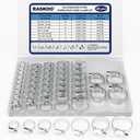 46PCS Premium Stainless Steel Hose Clamps Kit, 7 Size (1/4"-1-1/2") Adjustable Hose Clamp Assortment, Long-lasting Worm Gear Clamps for Fuel Line, Plumbing, Automotive, Mechanical Applications