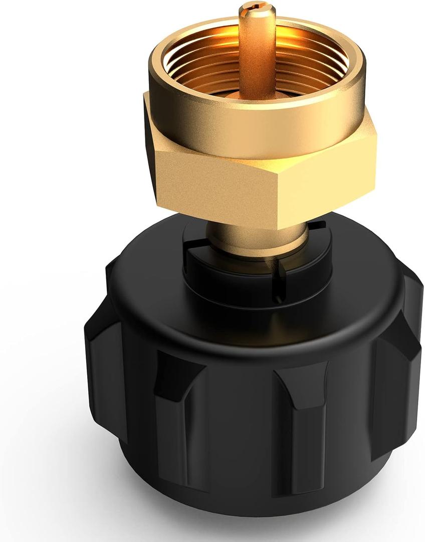 Propane Refill Adapter for 1 lb. Tanks, Propane Adapter Fill 1lb from 20lb, LP Gas Cylinder Tank Coupler Fits QCC1 / Type1 Propane Tank and 1 lb Throwaway Disposable Cylinder (Black)