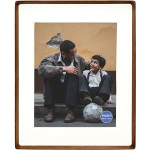 16x20 Picture Frames Walnut Solid Wood Vertical Horizontal Standing Display Photos 11x14 with Mat or 16x20 Without Mat Lovely Gift for Desk Tabletop Wall Mount Gallery Poster Frame H20