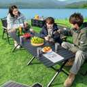 Roll-Up Camping Table - Aluminum Low Folding Tables for Outdoor Travel Grill - Portable Picnic Table Foldable for Sitting on The Floor Beach -Black