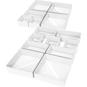 DIMJ Drawer Organizer Clothes, 15 Pack Dresser Organizer, Foldable Closet Organizers and Storage, Fabric Dresser Bins, Drawer Dividers for Nursery, Baby Clothes, Underwears, Sock (White)