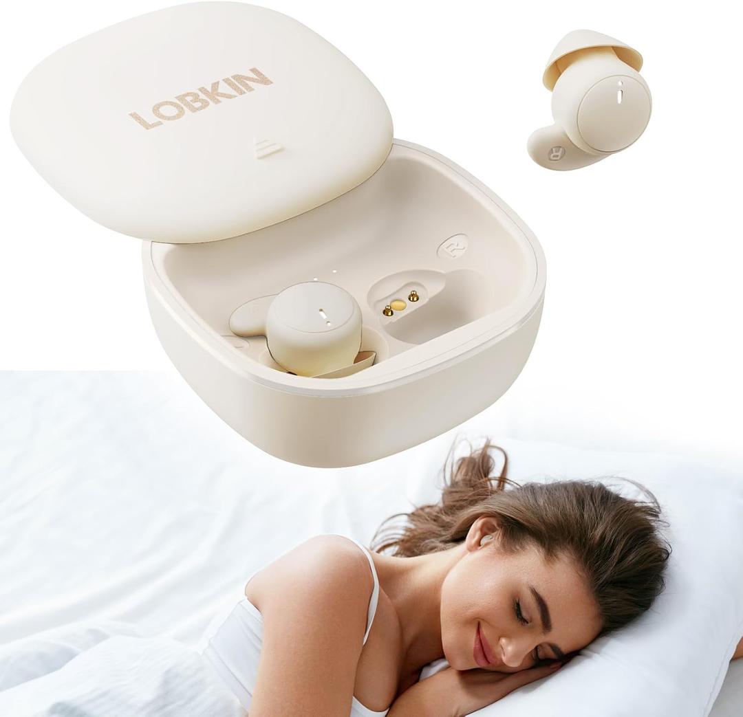 LOBKIN Sleep Earbuds,Wireless Bluetooth 6.0 Noise Blocking Sleeping Headphones,Sleep Earphones for Side Sleepers in Ear Soft Mini Invisible Buds Comfort Fit for Sleeping Working