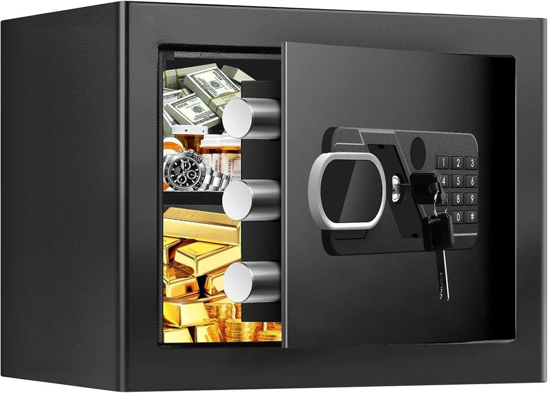 1.3 Cub Small Safes for Home, Anti-Theft Steel Security Fire Safe Home with Combination Lock, Alarm System and Removable Shelf, Personal Document Safety Box Fireproof Waterproof for Money Valuables