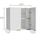 ChooChoo Bathroom Wall Cabinet, Kitchen Storage Cupboard Cabinet with 2 Doors, Fluted Laundry Room Cabinet for Bathroom, Kitchen, Garage, White