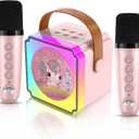 Toys for Girls Karaoke Machine for Kids, Mini Karaoke Machine Kids Toys 3 4 5 6 7 8 9 10 12+, Girl Toys Age 4-5, Princess Toys Birthday Gifts for Girls Boys Party (Pink 2 Mics)