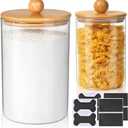 Glass Jar with Bamboo Lid Set of 2 (102 Oz/42 Oz), Airtight Storage Cookie Jar for Flour, Pasta, Candy, Dog Treats, Snacks, Glass Organization Canisters for Kitchen, Pantry & Bathroom