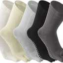 5 Pairs Women's Mid Calf Yoga Socks Non Slip Five Toe Medium Cushion Cotton, Dot Rubber Sole for Pilates, Dance, Barre, Gym Girl's Barefoot Soft Boot Socks
