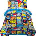 Pokmon Pikachu Twin Size Bedding, Kids Bedding Super Soft Cozy Reversible Comforter and Sheet Set with Sham, 5 Piece Twin Size, (Officially Licensed Product) by Franco (Pokemon)