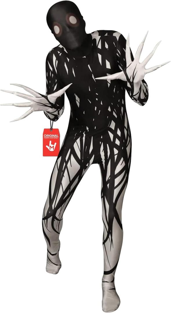 Morphsuits Zalgo Costume Adults, Skinwalker Costume Scary Morph Suits Adults, Zalgo Skin Suit, Shadow Demon Costume Adult (X-Large)