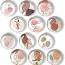 12Pcs Glass Refrigerator Magnet Fridge Sticker,Art Line Flowers Fridge Magnets Decoration for Crafts,Strong Fridge Magnets for Kitchen, School,Office Whiteboard, Cabinet and Dishwasher
