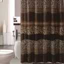AF 18 Piece Bath Rug Set Leopard Brown Bathroom Rugs Zebra Shower Curtain Mat/Rings Towel Set- Animal Coffee
