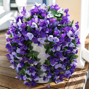 Faux Bougainvillea Artificial Flowers Plants for Outdoor Outside Decoration, 2pcs Fake Flowers Silk Long Trailing Vines UV Resistant Realistic Faux Flowers for Front Door Porch Planter Urn Yard, Mix (Light Purple + Dark Purple)