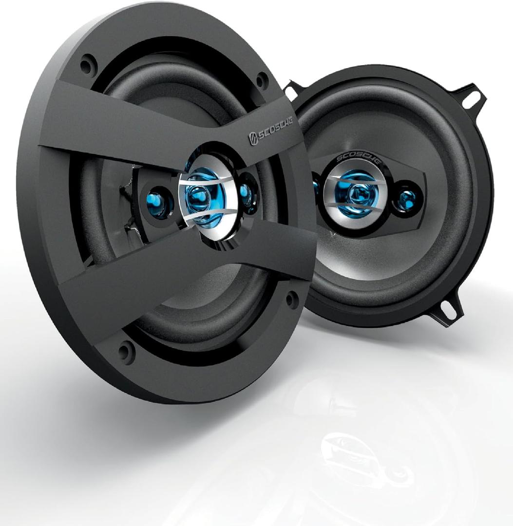 Scosche HD5254 - High-Performance 5.25" 4-Way Full Range Car Door Speakers Set for Enhanced Car Audio Experience - 160 Watts Max - Fits Most 5 1/4" Factory Locations - 1 Pair