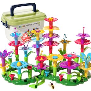 TEMI Toddler Toys Birthday Gifts for 3 4 5 6 7 Year Old Girls Boys, 91 PCS Flower Garden Building Toy STEM Educational Activity Preschool Toys for Kids Age 3-6