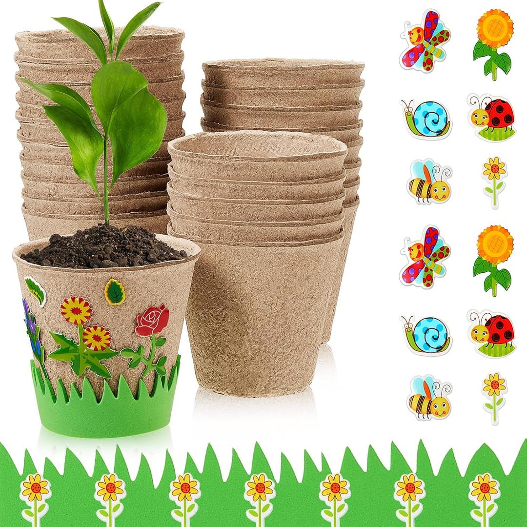 Jecery 30 Sets Garden Paper Craft Kit DIY Foam Flower Pots, Flower Planting and Growing Kit for Spring Summer Early Graduation DIY Crafts