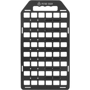 PETAC GEAR Rigid Insert MOLLE Panel Portable Gear Organizer with Carry Handle Backpack Bag Tactical Equipment Storage Pouches Holsters Holder Gun Rack Mount (18.5" H x 10"W, Black)