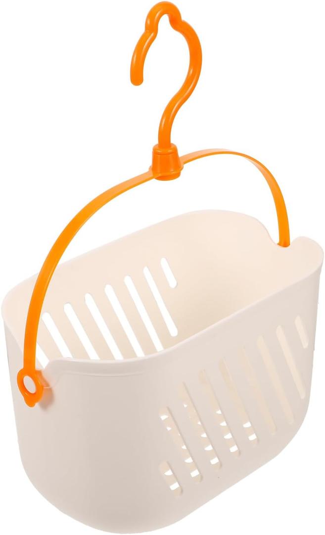Gatuida Plastic Hanging Basket for Shower, Hanging Shower Caddy, Portable Storage Basket Kitchen Organizer with Hook for Bathroom Kitchen, 8.3 x 5.5 x 5.1 Inch (White)