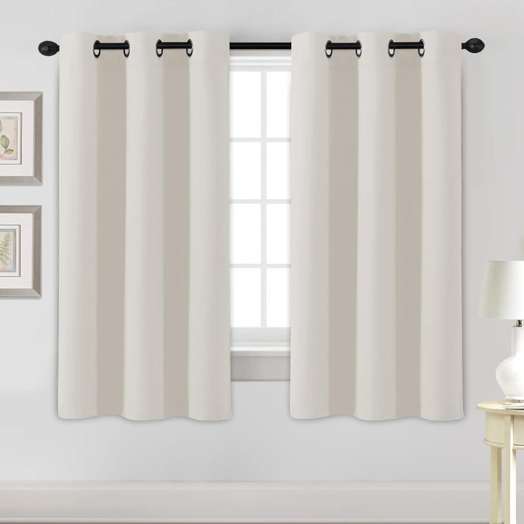 H.VERSAILTEX Room Darkening Curtains for Living Room Light Reducing Thermal Insulated Window Treatment Panels/Drapes Grommet Top 2 Panels (Ivory - 42 x 63 Inches)