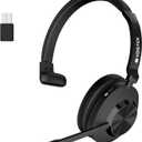 Voistek Wireless Headset with Mic for Work, Bluetooth Headset with Noise Cancelling Microphone for Call Center,USB Dongle, Clear Calls & Mic Mute for Work from Home/Office/PC/Laptop/Computer/Cellphone (Black)