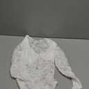 Womens Long Sleeve Going Out Tops Lace V Neck Mesh Crop Shirts Sexy Cute Y2K Fall Trendy Outfits 2025 (Small, White)