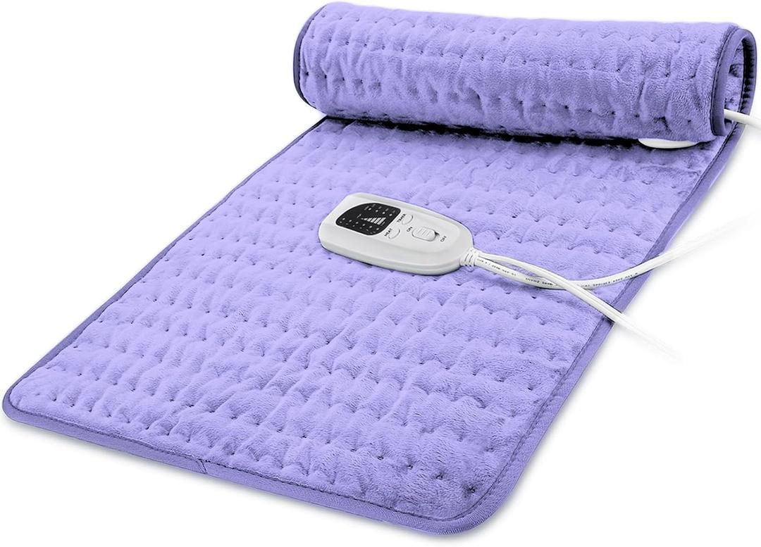 33"X17" Electric Heating pad with 6 Heat Settings, Auto Shut Off, Dry Electric Heating for Back Neck Knee Arms Legs Shoulder Heat Pads for Christmas Birthday Father's Day Mother's Day (Light Purple)