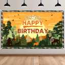 Avezano Hunting Birthday Banner Camo Themed Happy Birthday Party Decorations Deer Hunting Birthday Banner for Kids 70.8 x 43.3 Inch