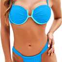 Underwire Swimsuits for Women Brazilian Thong Bikini Sets Push Up Two Piece Bathing Suits String Teens Swim Suits (Pink, M)