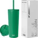 Simple Modern Insulated Tumbler with Lid and Straw | Iced Coffee Cup Reusable Stainless Steel Water Bottle Travel Mug | Gifts for Women Men Her Him | Classic Collection | 24oz | Kelly Green