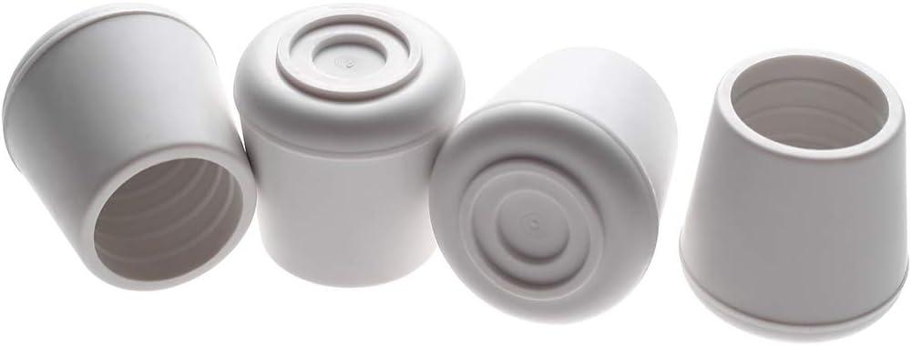 Furnigear Chair Leg Tips Caps Non-Slip Rubber Leg Tips 1-1/8 Inner Diameter Chair Leg Floor Protectors Round White, 8 Pack