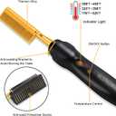NICEMOVIC Ceramic Heating Hair Straightener Comb - Hot Pressing Brush for Natural Black Hair, Beard Wigs, and Curling (Gold)