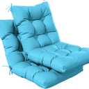 2 Pcs Outdoor Indoor High Back Chair Cushions Tufted Pillows Splash Proof Fade Resistant Replacement Patio Furniture Rocking Chair Cushions with Ties44.5 x 22.5 x 5 Inches (Lake Blue)
