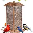 Bird Feeder for Outdoor, Heavy Duty Metal Wild Bird Feeders for Outside Hanging, Retro Lantern Shape Birdfeeder (Rectangle)