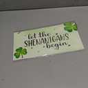 4E's Novelty "Let The Shenanigans Begin" Funny Hanging St. Patricks Day Shamrock Wood Decor Sign, Green Wooden Door Hanger for Front Doors, Festive and Classy Saint Patricks Day Door Decoration, Lucky Shamrock Sign Home Decor