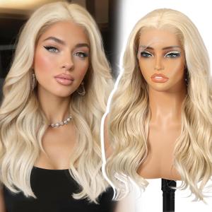 Light Blonde Synthetic Lace Front Wig,136 Curly Glue less Wigs for Women Daily Use 22IN#R10119