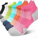 PAPLUS 6 Pairs Ankle Compression Socks for Women, Cushioned Running Socks with Arch Support, Low Cut, Targeted Compression (Large-X-Large, Mix of Colors(6 Pairs))