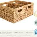 StorageWorks Wicker Basket, Baskets for Organizing, Storage Basket with Built-in Handles, Water Hyacinth Shelves (Medium 2-Pack, Natural Hyacinth) (13"D x 8"W x 7"H)