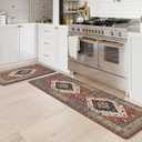 KIMODE Anti Fatigue Kitchen Mats for Floor, Red Boho Distressed Kitchen Rugs Sets of 2, Non Slip Waterproof Kitchen Floor Mats, Comfort Mats for Kitchen Floor Sink Laundry Desk 20"x59"+20"x32"