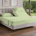 Split Head King Sheet Set  4 Piece Flex Split Top King Sheets for Adjustable Beds - Fits 14 to 16" Mattress w/ Deep Pockets - Breathable & Cooling - Luxury Bedding & Wrinkle Free - Light Sage Green