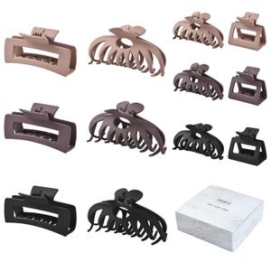 12 Pack Hair Claw Clips include 4.1 inch Large Clip and 2 inch Small Clip for Thick Thin Hair, Strong Hold jaw clip Big Non-slip Matte Hair Clips for Women,Neutral Colors (Multi-colored)