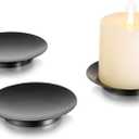 Pillar Plate Candle Holder: Black Candle Plates and Trays for Pillar Candles Iron Pedestal Stand Decorative for LED & Tealight Home Weddings Table Party Decor, Set of 3