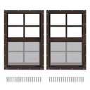 2 Pack 16" x 16" Brown Shed Window with Tempered Glass and Fiberglass Screen Household Sliding Windows with Screws for Shed, Chicken Coop, Playhouse, Garage and Barns
