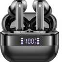 Wireless Earbuds, 2025 Bluetooth 5.4 Headphones Bass Stereo, Ear Buds with 4 Mics ENC Noise Cancelling, Bluetooth Earbuds 48H Playtime LED Display Charging Case, IP7 Waterproof in Ear Earphones Black