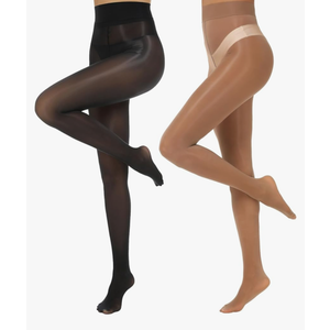 MANZI Shiny Pantyhose for Women 2 Pairs Shimmer Sheer Tights Ultra Silky, 3XL