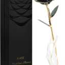 SW Rose Gifts for Women Forever Black Gold Dipped Rose 24k Gold Plated Eternal Flower Rose Birthsday for Her Mom Women Anniversary Valentines Day Mothers Day