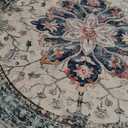 Area Rugs 6ft Washable Non-Slip, Floral Vintage Distress Print Pattern Medallion Carpet for Living Room Bedroom Dining Room, Beige Navy Blue Orange Colorful