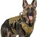 rabbitgoo Tactical Dog Harness for Large, Heavy Duty Pet Harness with Handle, No-Pull Service Vest Large Breed, Adjustable Military Dog Vest for Training Hunting Walking, Brown Camo, XL