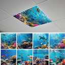 8 Pcs Fluorescent Light Covers with 64 Magnets Decorative for Classroom Ceiling Light 2 x 2 Feet Magnetic Light Covers Filter Easy Install for Office Hospitals & Home Drop Ceiling Supplies Ocean